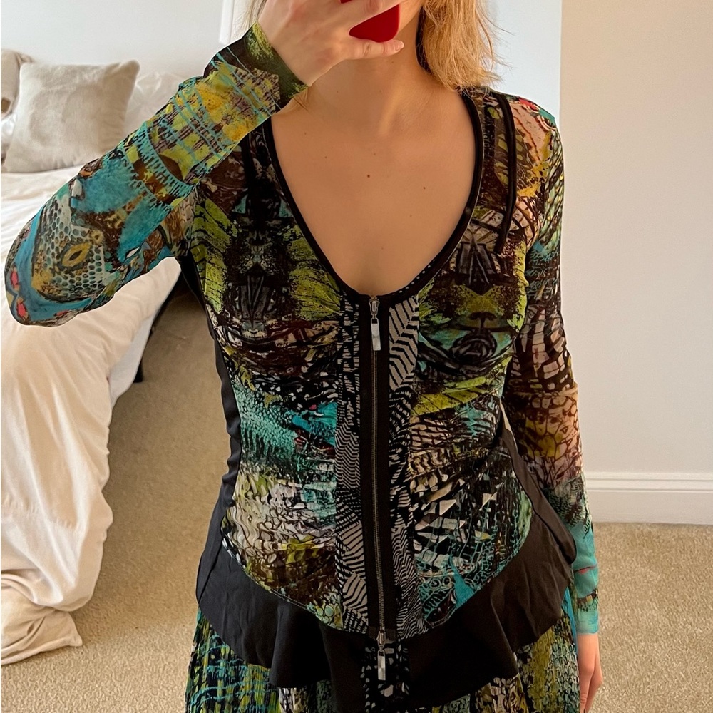 Beautiful Bohemian dress 100%silk unique fabric from French designer